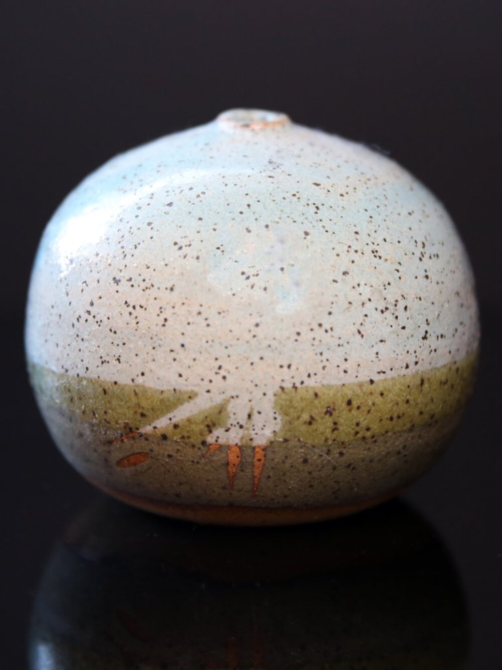 Fat Round Weed Pot Artist Signed Vase